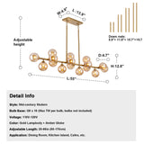Linear chandelier dimension diagram 55 inch amber glass kitchen island light specs chart