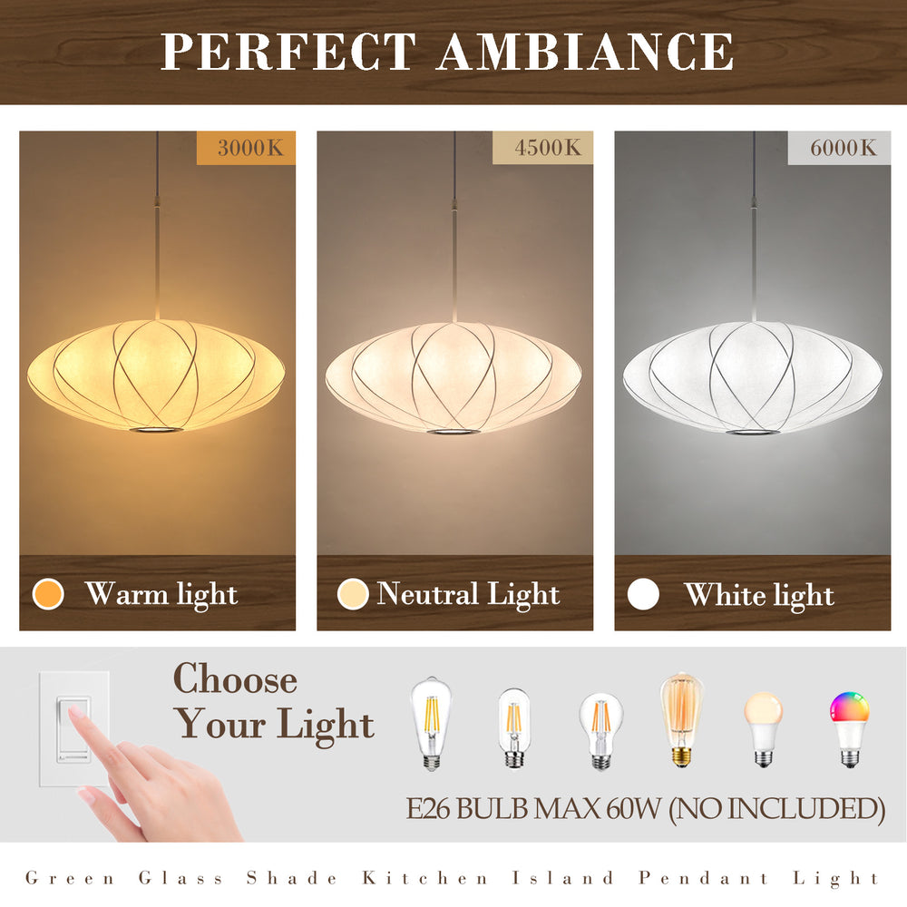 3-color temperature adjustable silk pendant light