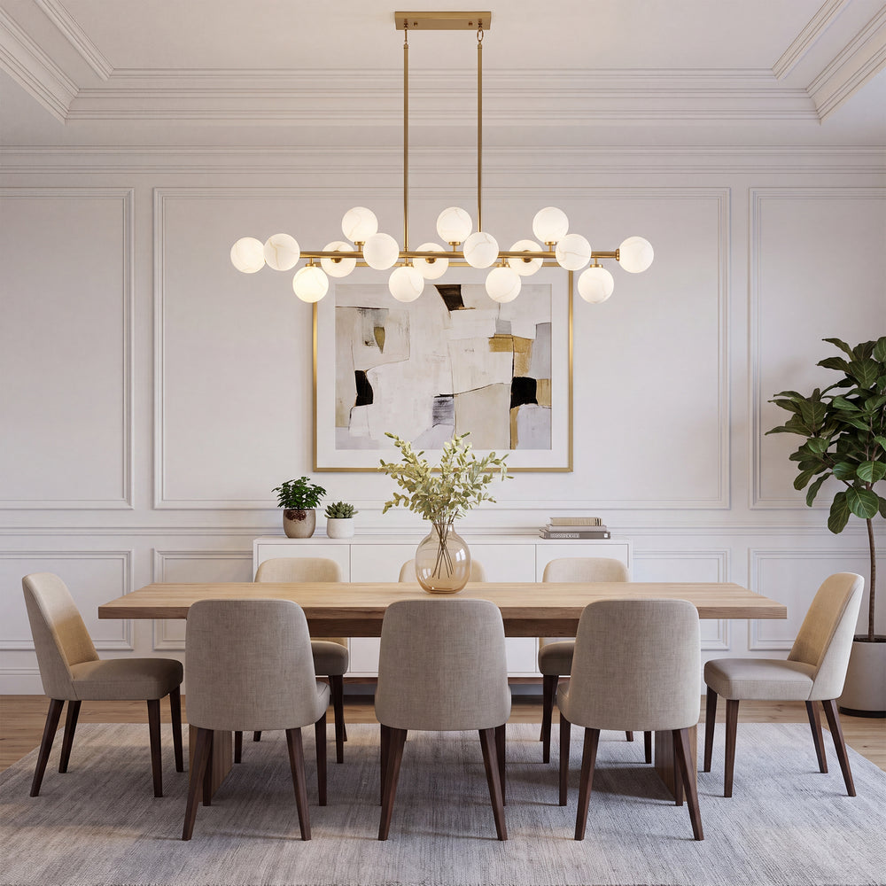 Alabaster Dining room chandelier linear pendant light for kitchen island 55in