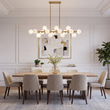 Alabaster Dining room chandelier linear pendant light for kitchen island 55in