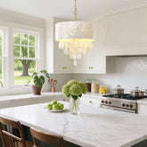 Coastal Capiz Shell Chandelier in Kitchen