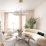 Gilded Frost Crystal Ring Chandelier Modern Luxury Starburst Pendant Light for Living Room & Dining Room