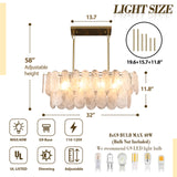 Gold Crystal Chandelier Rectangular Pendant Lighting 8-Light Crystal Chandeliers for Kitchen Island Cloud Glass 2-Tier Light Fixture