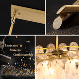 Gold Crystal Chandelier Rectangular Pendant Lighting 8-Light Crystal Chandeliers for Kitchen Island Cloud Glass 2-Tier Light Fixture