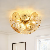 Gold Dandelion Textured Glass Flush Mount Ceiling Light