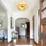 Gold Dandelion Flush Mount Light in Hallway