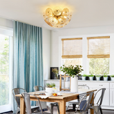 Gold Dandelion Flush Mount Light in Dining Room
