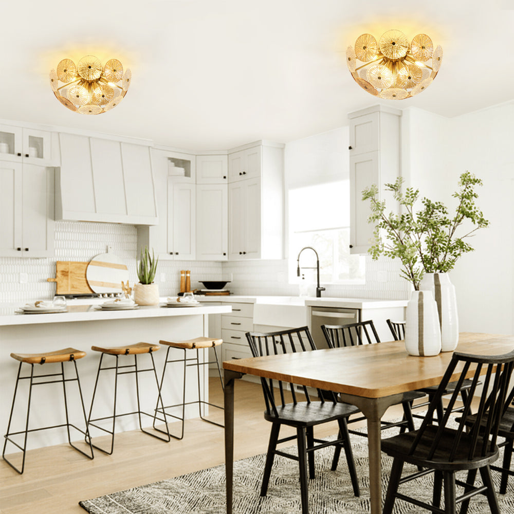 Gold Dandelion Glass Ceiling Lights in Kitchen