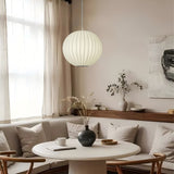 Minimalist silk pendant light over dining table living room decor