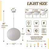 Size parameter diagram & specification of adjustable E26 silk pendant lamp