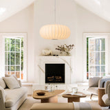 Japanese-style silk pendant light in living room