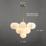 Gold milk white glass bubble chandelier size
