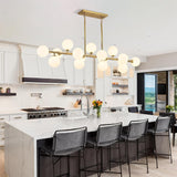 Mid Century Modern Chandelier 16-Light Globe Glass Shade