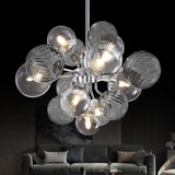 moke gray bubble glass chandelier in living room