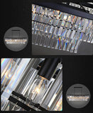 Modern Rectangular Crystal Chandelier | Black Linear Pendant Light for Dining Room & Kitchen Island