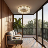 Gold Crystal Ceiling Light Fixture for Modern Sunroom