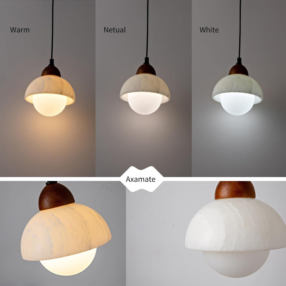 Three color temperature options of marble pendant light: warm, natural, white