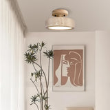 Natural wood travertine ceiling light in living room