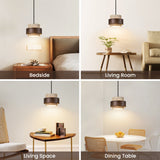 Yellow Travertine Pendant Light in Multiple Scenes: Bedside, Living Room, Living Space, and Dining Table