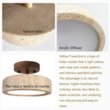 Natural wood travertine ceiling light material details