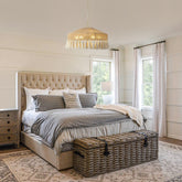 Boho Rattan Chandelier in Bedroom