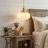 Milk white glass pendant light in bedroom