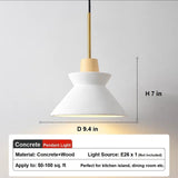 Concrete pendant light dimensions: D 9.4in, H 7in, E26 socket