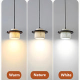 3-color dimmable Wabi Sabi marble pendant light: warm, nature and white light options displayed side by side