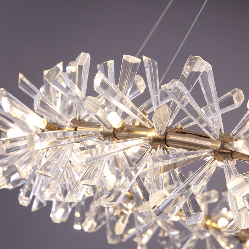 Gilded Frost Crystal Ring Chandelier detail