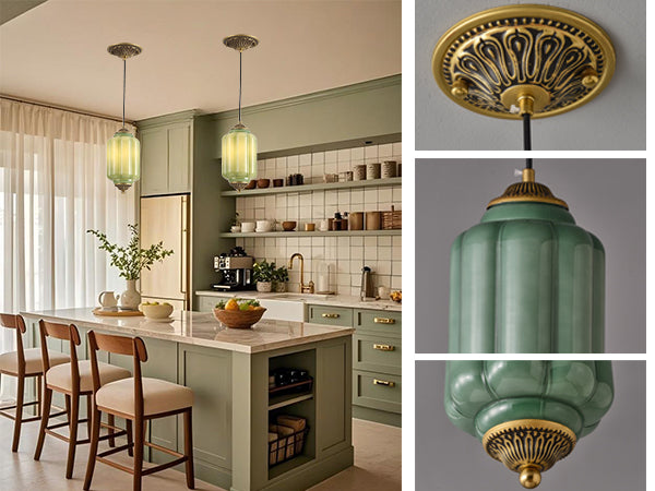 vintage green glass pendant light for kitchen island hallway bedroom bathroom