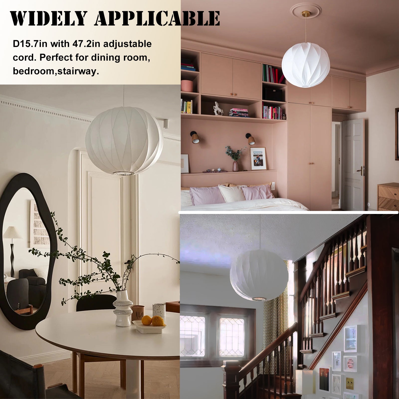 White wabi sabi lantern pendant light in multiple scenes