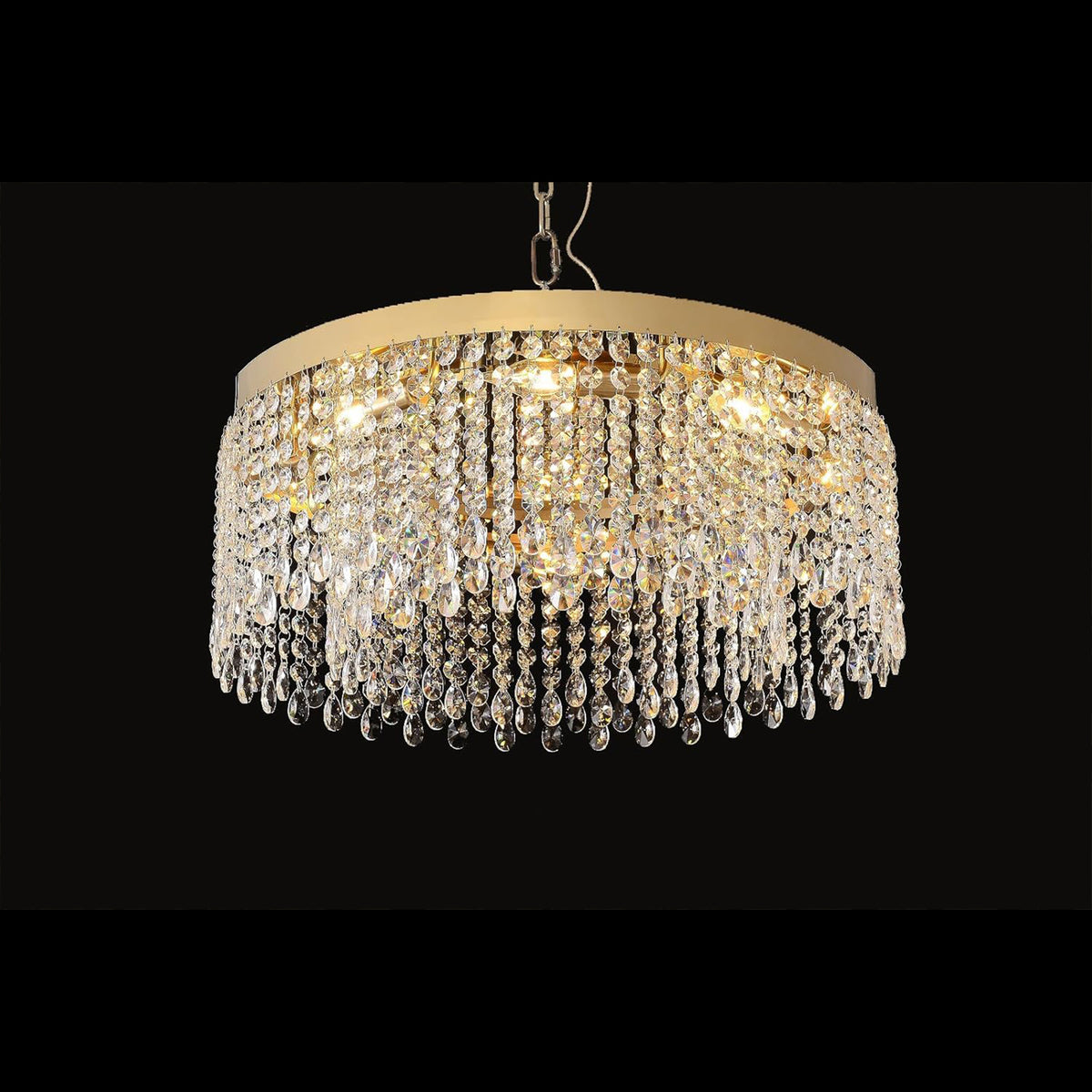 Modern Crystal Chandelier Round Ceiling Light 24in Gold