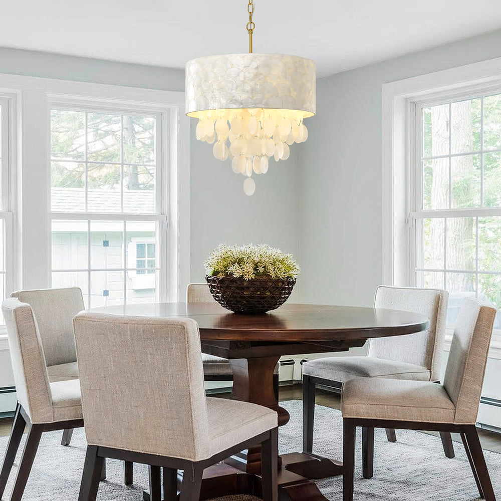 Round Dining Room Capiz Shell Pendant Light