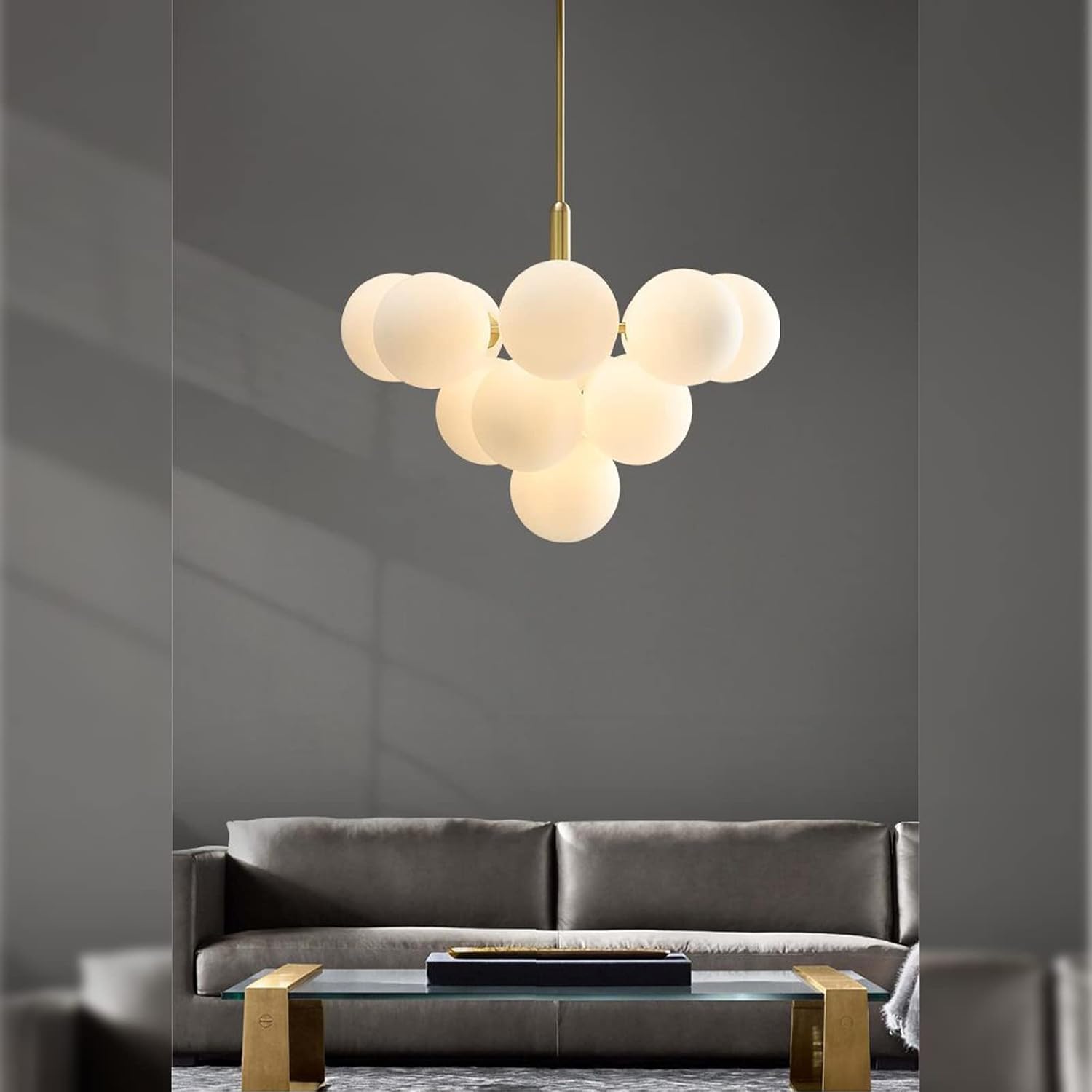 Modern bubble chandelier in living room