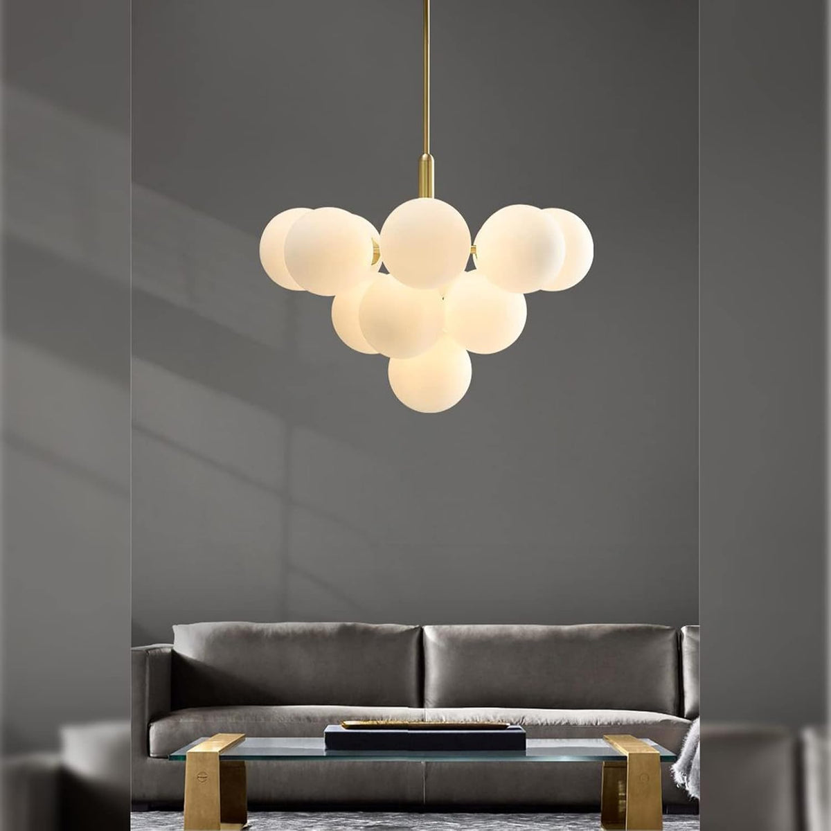 Modern bubble chandelier in living room