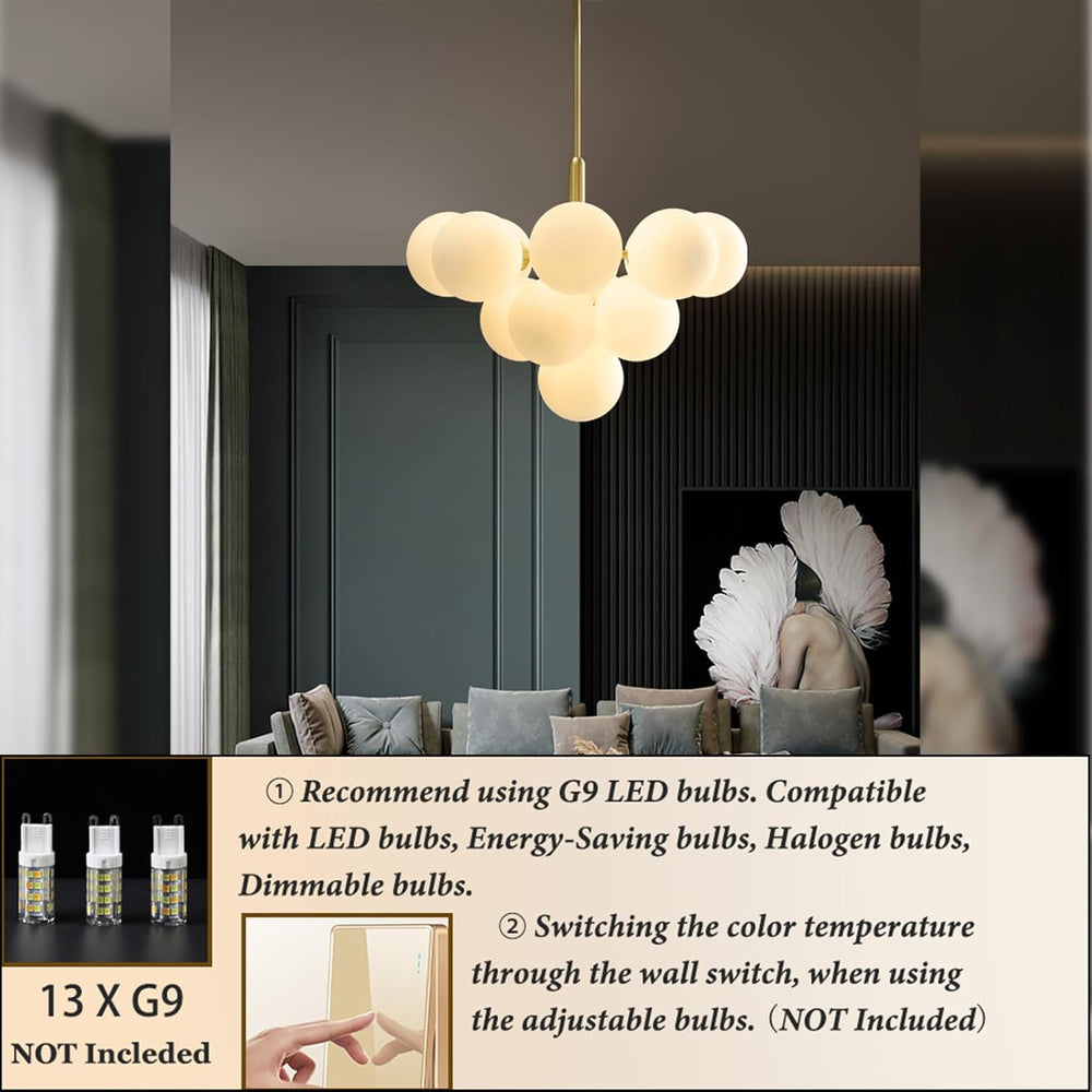 Gold bubble chandelier with G9 bulb info