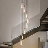 Glass tube chandelier for staircase