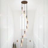 High ceiling glass tube pendant chandelier