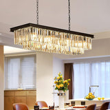 Black Linear Crystal Chandelier for Kitchen Island