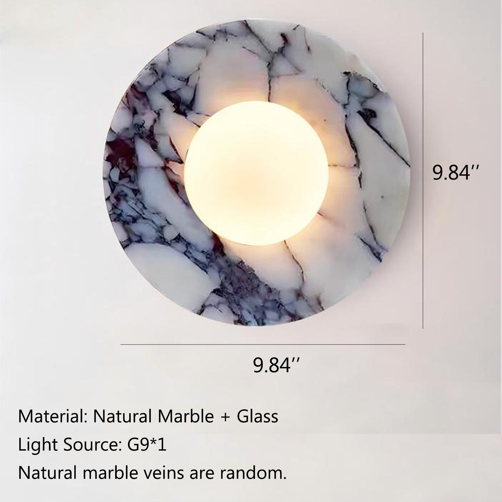 Marble wall sconce dimensions and specs diagram