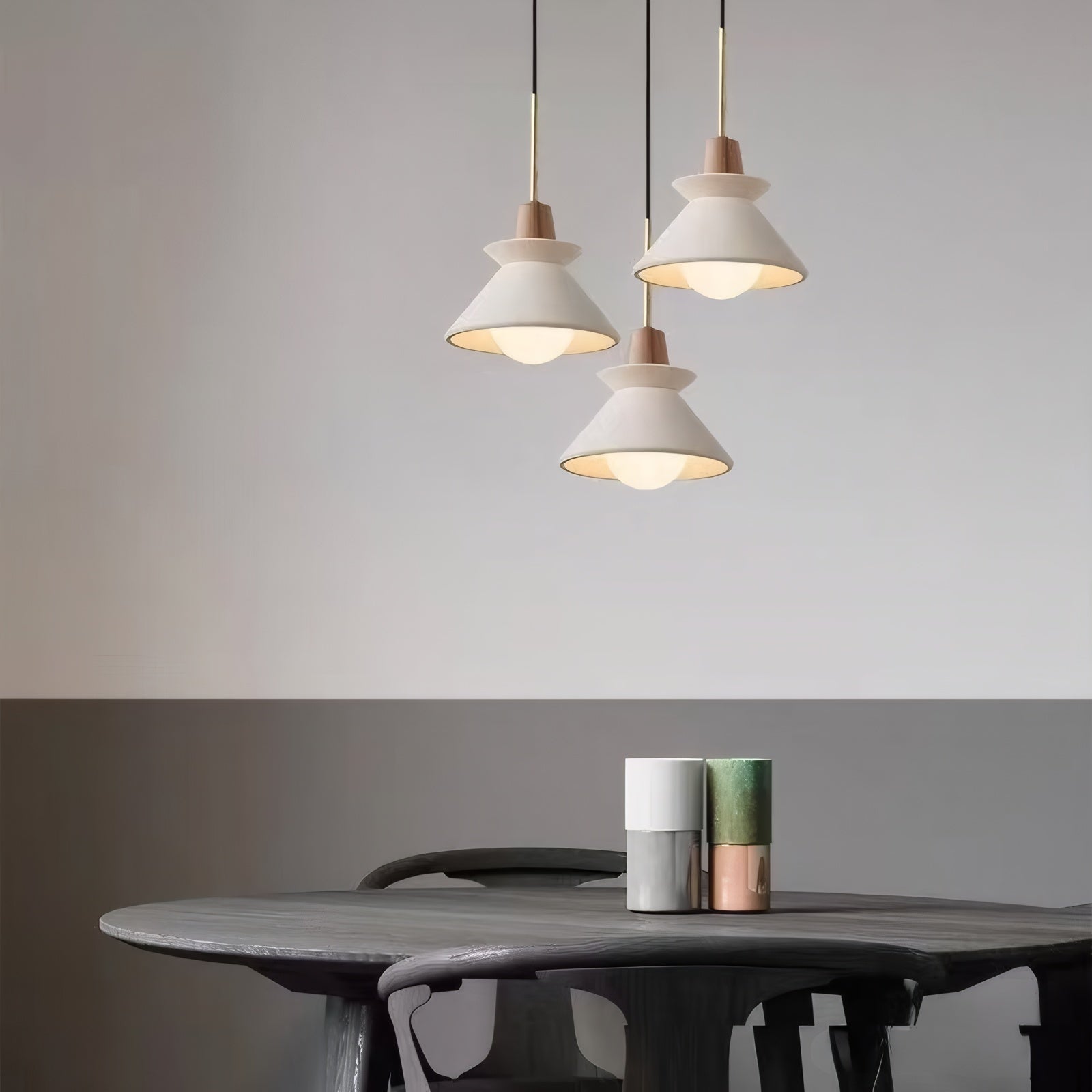3-pack concrete pendant lights for dining room, modern minimalist decor