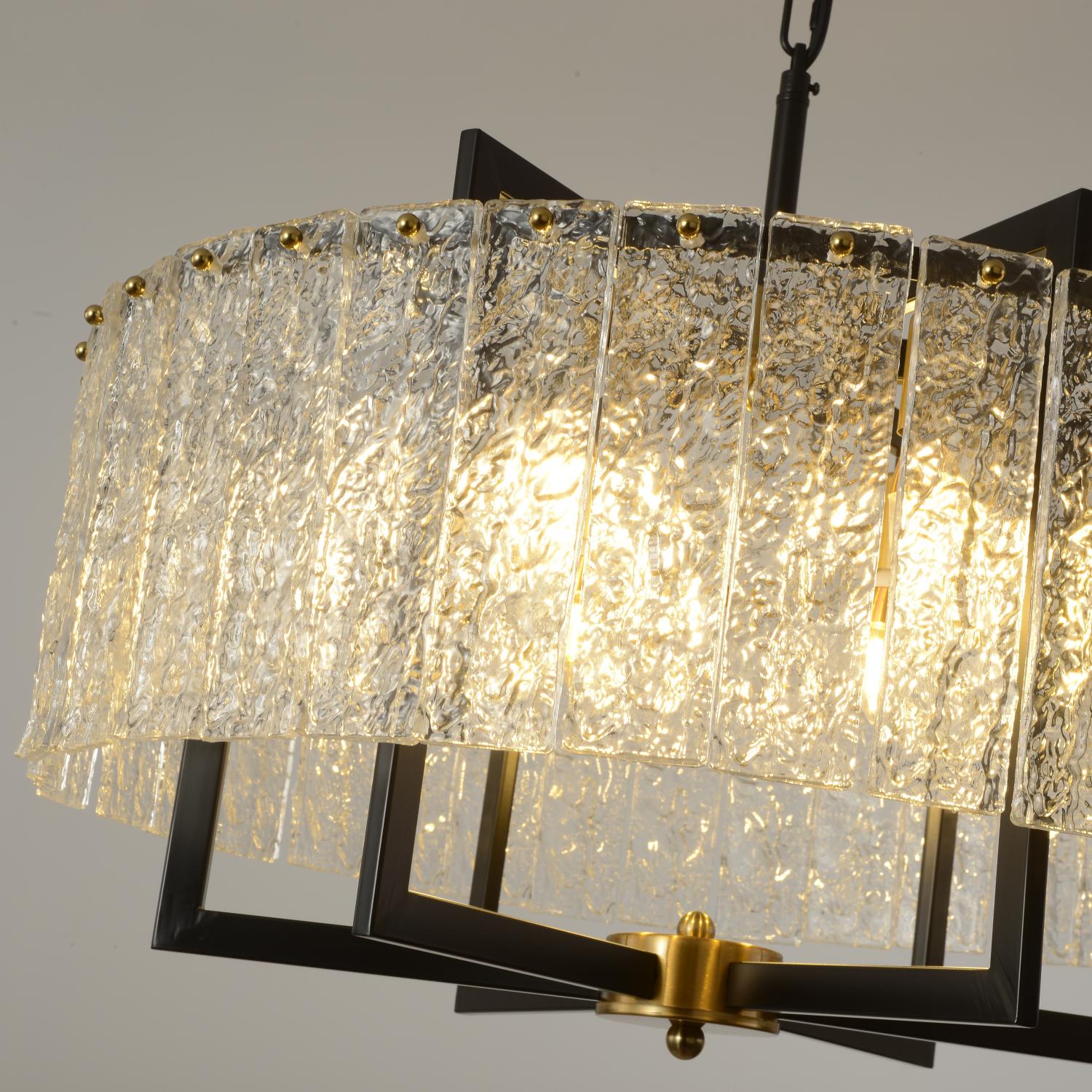 Farmhouse Water Ripple Glass Chandelier | Black 23.6" 6-Light